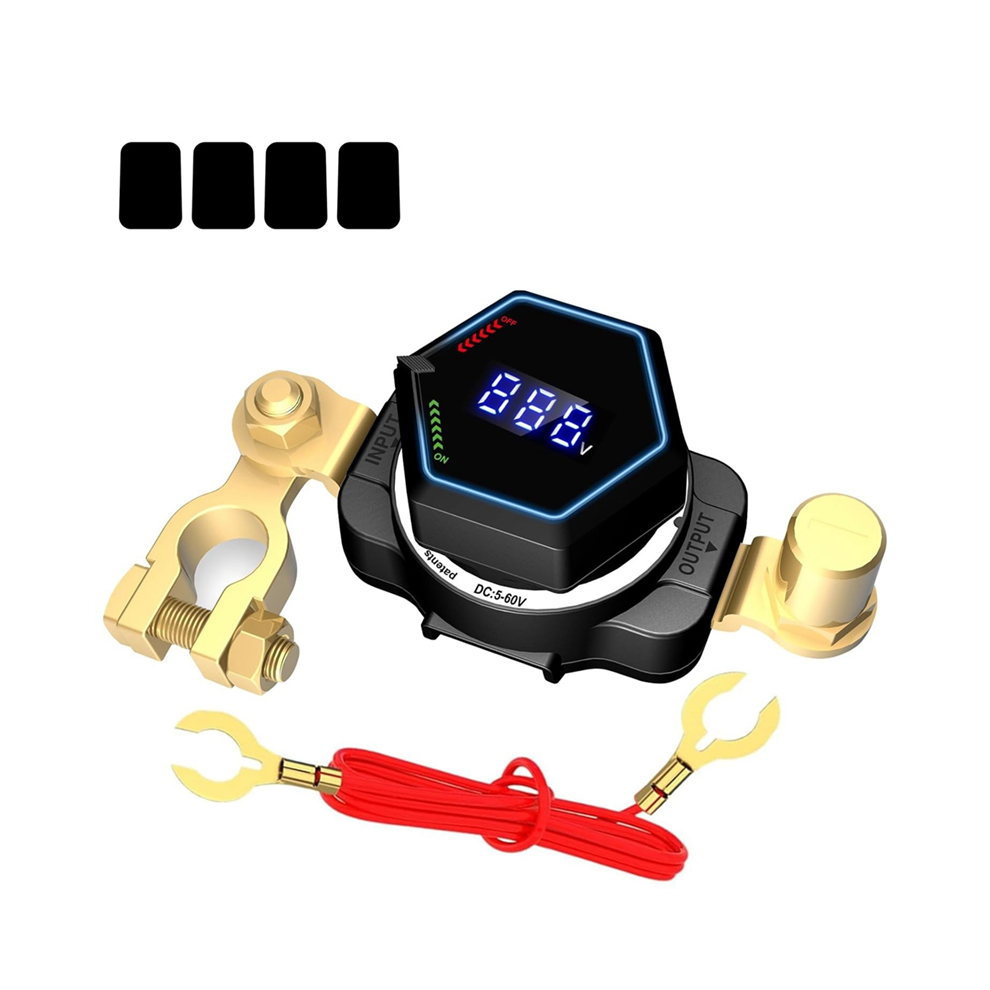 Dc 5-60V For Marine Boat Rv Car Truck Battery Disconnect Switch Top Post Digital Display Master Isolator With Voltmeter 6935161515138