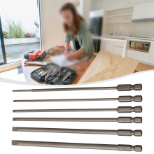 6pcs SL2-SL6 Slotted Screwdriver Bits Set Alloy Steel Bits For Hand Drill 150mm Hand Tools Hexagonal Handle Screwdriver Set