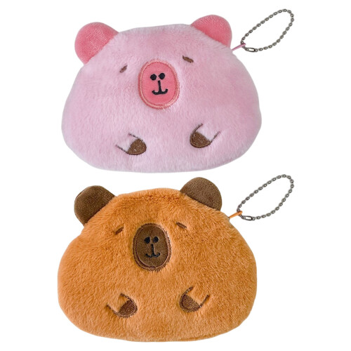 Plüsch-Capybara-Geldbörse mit Reißverschluss, sichere und-braun 1