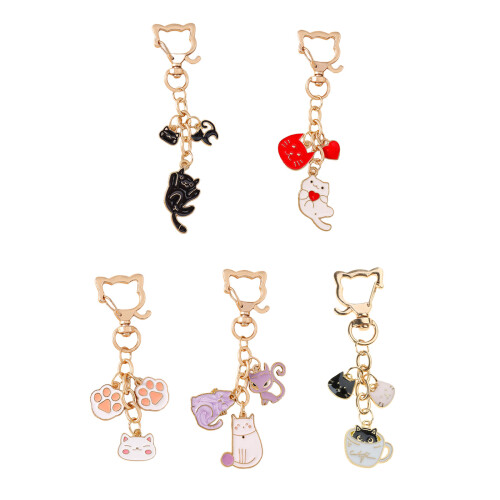 Unieke katten sleutelhanger accessoire studententas-Wit 1