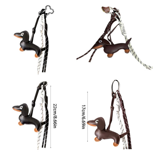 Porte-clés pendentif de sac teckel marron-Boucle Oeuf Noir 2