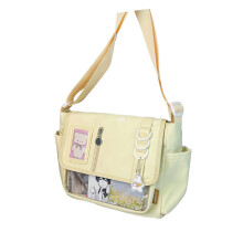 Sac à bandoulière en nylon de style japonais pour-Jaune crème