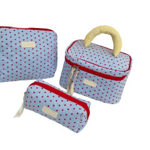 3-teiliges gestepptes Kosmetiktaschen-Set-Blue Love dreiteilig