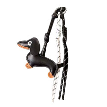 Trendy teckel tas accessoire portemonnee-Zwarte eiergesp
