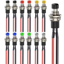 12Pcs 7Mm ON/Off 2-polige Rundknopf-Mini-Momentan-Druckknopfschalter Mehrspannungsschalter 3V-230V/1A für die Eisenbahn
