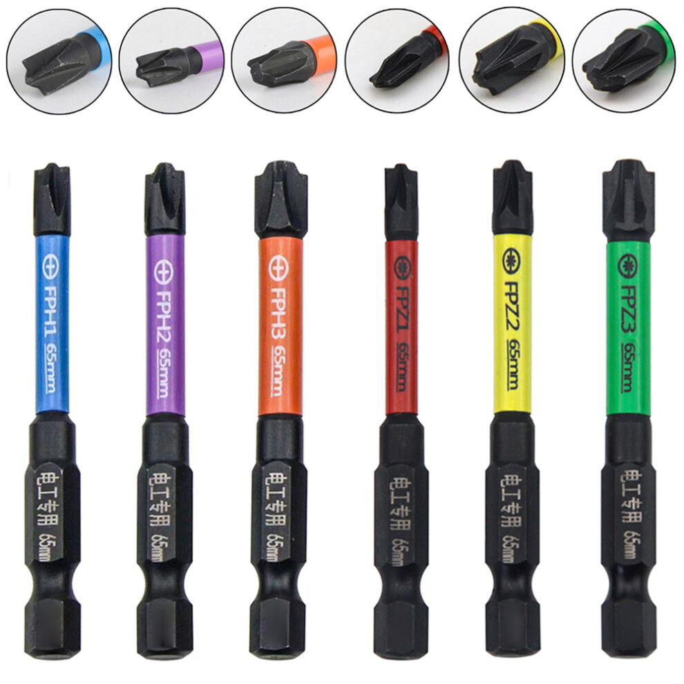 6Pcs 65Mm Magnetic Special Slotted Cross Screwdriver Bit For Electrician Circuit Breakers Fph Fpz Socket Switch Power Tool 6935161497434