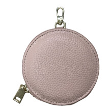 Porte-monnaie rond Portable en cuir-Couleur rose racine de lotus
