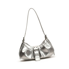 Dames okseltas Retro schoudertas Geplooide crossbody tas-Zilver