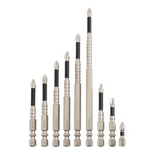 9-teiliger Cross Magnetic Screwdriver Bit Legierungsstahl-Anti-Rutsch-Langbohrer PH2 für starke Hochfestschrauber-Operationen