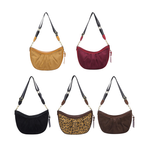 Sacs à bandoulière plissés élégants sac à-marron léopard 1