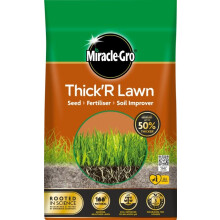 Miracle-Gro 119986 THICK'R Lawn Seed, FERTILISER & Soil Improver Fertiliser, Brown