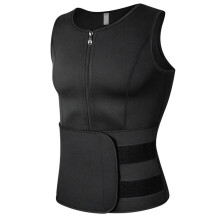 (Black Men's Waist Sealing, S) Herr neopren midjeträningsväst med dragkedja för magträning och kroppsformning