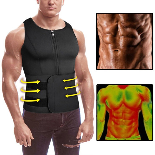 Γιλέκο Body Shaper για άνδρες, ζώνη μέσης Shapewear με διπλά ρυθμιζόμενα αυτοκόλλητα 2