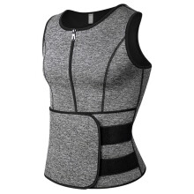 Body Shaper Vest for Men, Shapewear Waist Trainer with Double Adjustable Sticker Straps and Reflective Strip Design, Temperature Regulating Neoprene S