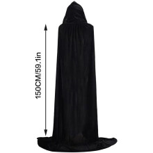 Fluwelen cape voor volwassenen, unisex cape met capuchon, zachte, ademende polyesterstof, lange, zwierige cape voor een retro fluwelen