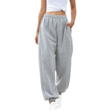 Dames joggingbroek met elastische taille en zakken, comfortabele joggingbroek met elastische taille voor een ontspannen look, zachte fleecevoering en
