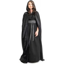 Unisex kappe med hette, fløyelskappe for cosplay-arrangementer myk, flagrende retro fløyelskappe i polyester til Halloween-kostyme, hettekappe