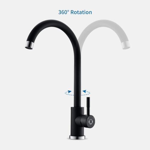 High-Performance Kitchen Faucet, Durable Solid Brass with Modern Gooseneck Design, Easy Installation Notes for Seamless Setup, Advanced Rotation 1