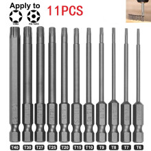 11 Stück Torx-Schraubendreher-Bit Set 75mm /3 Zoll Hex-Sicherheits-Magnetkopf Extra lang/T7/T8/T9/T10/T15/T20/T25/T27/T30/T40 Handwerkzeug