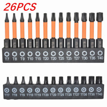 26 Stück Torx Bit Set Sicherheit Manipulationssichere Torx Sternbit 1/4 Hex Schaft Schnellwechsel Verbinden Schlagzieher Bohrer Schraubendreher