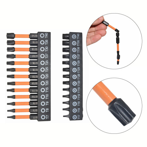 26Pcs Torx Bit Set Security Tamper Proof Torx Star Bits 1/4 Hex Shank Quick Change Connect Impact Driver Drill Screwdriver Bit 1