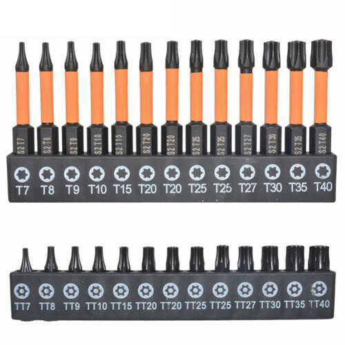 26Pcs Torx Bit Set Security Tamper Proof Torx Star Bits 1/4 Hex Shank Quick Change Connect Impact Driver Drill Screwdriver Bit 2