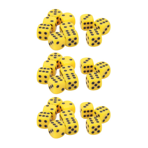 Set di 30 dadi di plastica gialla da 16 mm per giochi da tavolo e matematici 2