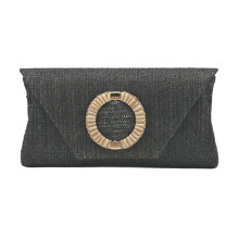 Umhängetasche Sommer Strand Umhängetasche Stroh Clutch-Schwarz