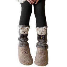 (XL, Gray) Girls Fleece Lined Leg Warmers Windproof Cuffs Striped Design Soft Cotton Warm Winter Socks Cover Accessories  White XL