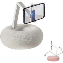 (Grey) Fuzzy Bowl with Phone Holder, Fuzzy Bowl For Kindle Holder, Adjustable Phone Holder for Bed, Cute Plush Holder Pillow for Phone