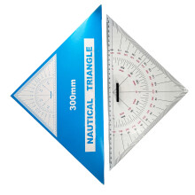 2 Stukken Driehoekige Transparante Liniaal Maritieme Kaart Plotting Driehoekliniaal Gradenmeter 300 mm Driehoekige Gradenbuit