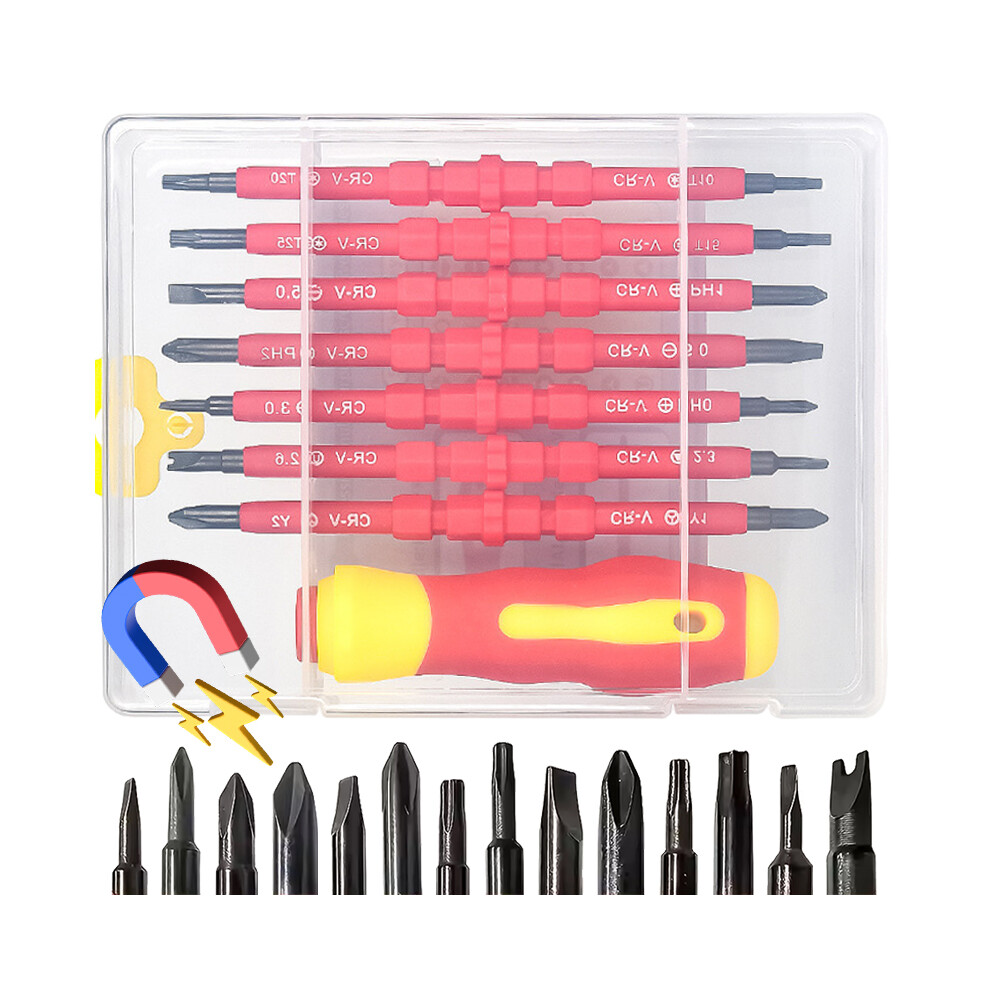 Phillips Slotted Bits Insulated Screwdriver Set Electrician Hand Tools Multifunctional Magnetic Two-End Screwdriver Repair Tool 6935161441345