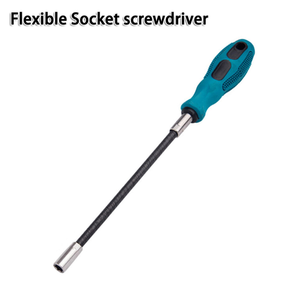Flexible Socket Screwdriver Hand Tools Hexagonal Multifunctional Bendable Blue-Green Comfort Fastening Non-Slip 7 Mm 6935161425994