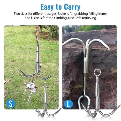 (M) Grappling Hook 3Claw Climbing Hook Stainless Steel Grapnel Hook Small/Large Size 1