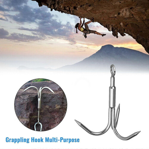 (M) Grappling Hook 3Claw Climbing Hook Stainless Steel Grapnel Hook Small/Large Size 2