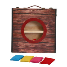 (red circle) Portable Cornholes Game Set Wood Foldable Cornholes Board with 4 Bean Bags for Kids and Adults Outdoor Tossing Activity
