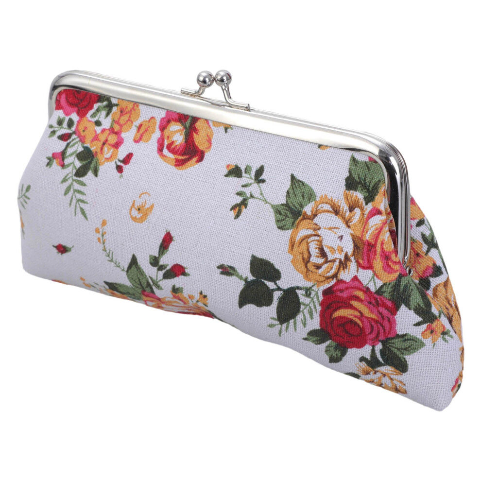 Coin Purse Floral Phone Pouch Clasp Wallet Handbags- White 7732001027801