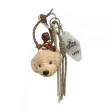 Porte-clés Unique en forme de chien ours, jouet en peluche,-Kaki