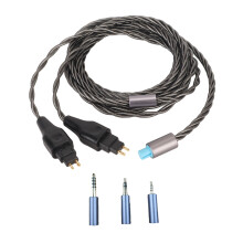 Cabo balanceado para fones de ouvido Sennheiser, cabo de substituição/atualização de cobre trançado banhado a prata com design 3 em 1,