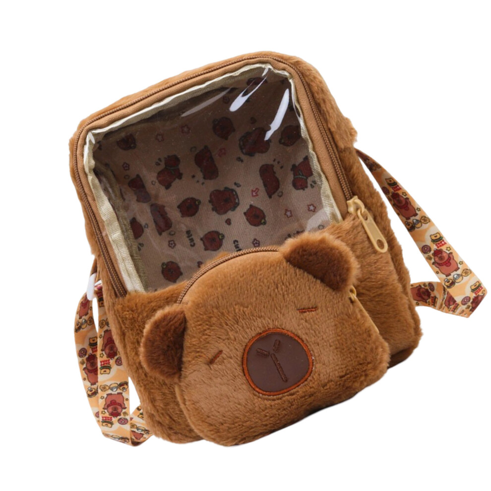 Convenient Plush Capybara Backpack Spacious School Bag For-3