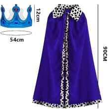 Kunglig kostym för barn, mantel, krona, spira, set med kunglig sammetskappa och gyllene accessoarer, kunglig prinskapappa Halloween cosplay ensemble