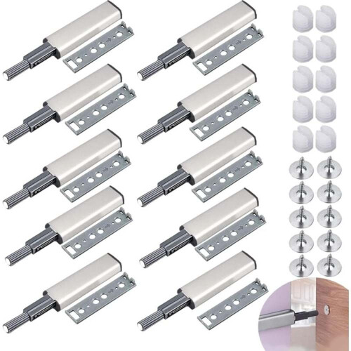 Push To Open Cabinet Hardware, Built-In Magnet and Smooth Operation for Handle-Free Doors, Quick Response Push Latch System with High Elasticity,