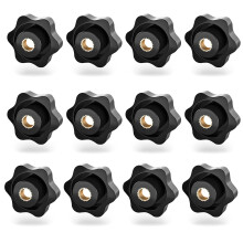 Poignées en forme d'étoile pour fixations de perceuse à colonne, bouton fileté traversant de type vissable, insert en laiton, bouton en plastique