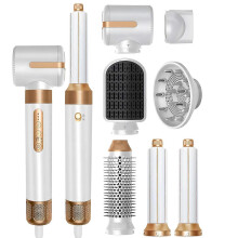 (US) 7 In 1 Hair Dryer Brush Brushless High Speed Hair Dryer with Diffuser Ionic Blow Dryer Hot Air Styling Comb Auto Hair Curler