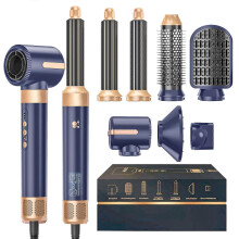 (US) 7 In 1 Hair Dryer Brush Brushless High Speed Hair Dryer with Diffuser Ionic Blow Dryer Hot Air Styling Comb Auto Hair Curler