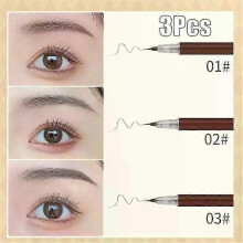 (3 colors pack) Gaibosi Biya Liquid Eyebrow Pen Altra Thin 0.01mm Waterproof Eyebrow Pencil Sweat-proof and Colorfast Easy To Draw Brown Eyebrow Grey