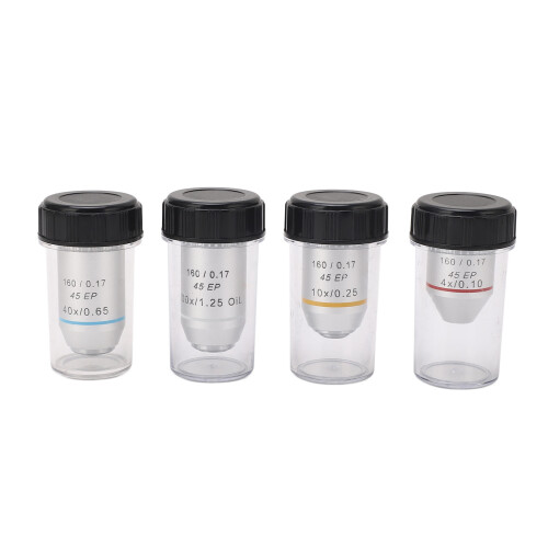 Achromatic Microscope Objectives Set 4X 10X 40X 100X RMS Chrome Plated 1