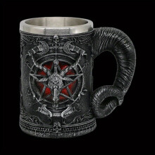 (600 ml) Tasse à bière en forme de tête de Baphomet médiévale, tasse à café et vin en acier inoxydable de 21oz, décorations de