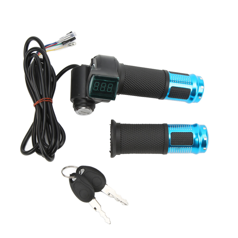 Ebike Throttle Grip With Key, Lcd Display Power Indicator Twist Handlebar Electric Scooter Twist Throttle Universal Voltage Control For Motorbike Moto 9301476267807