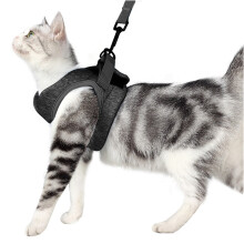 Verstelbaar kattenvest met tuigje, elastisch voor optimale bewegingsvrijheid na een operatie, ontsnappingsbestendig en voorzien van reflecterende